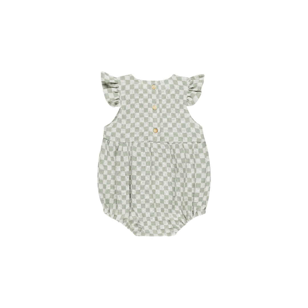 Sage Check Amelia Romper