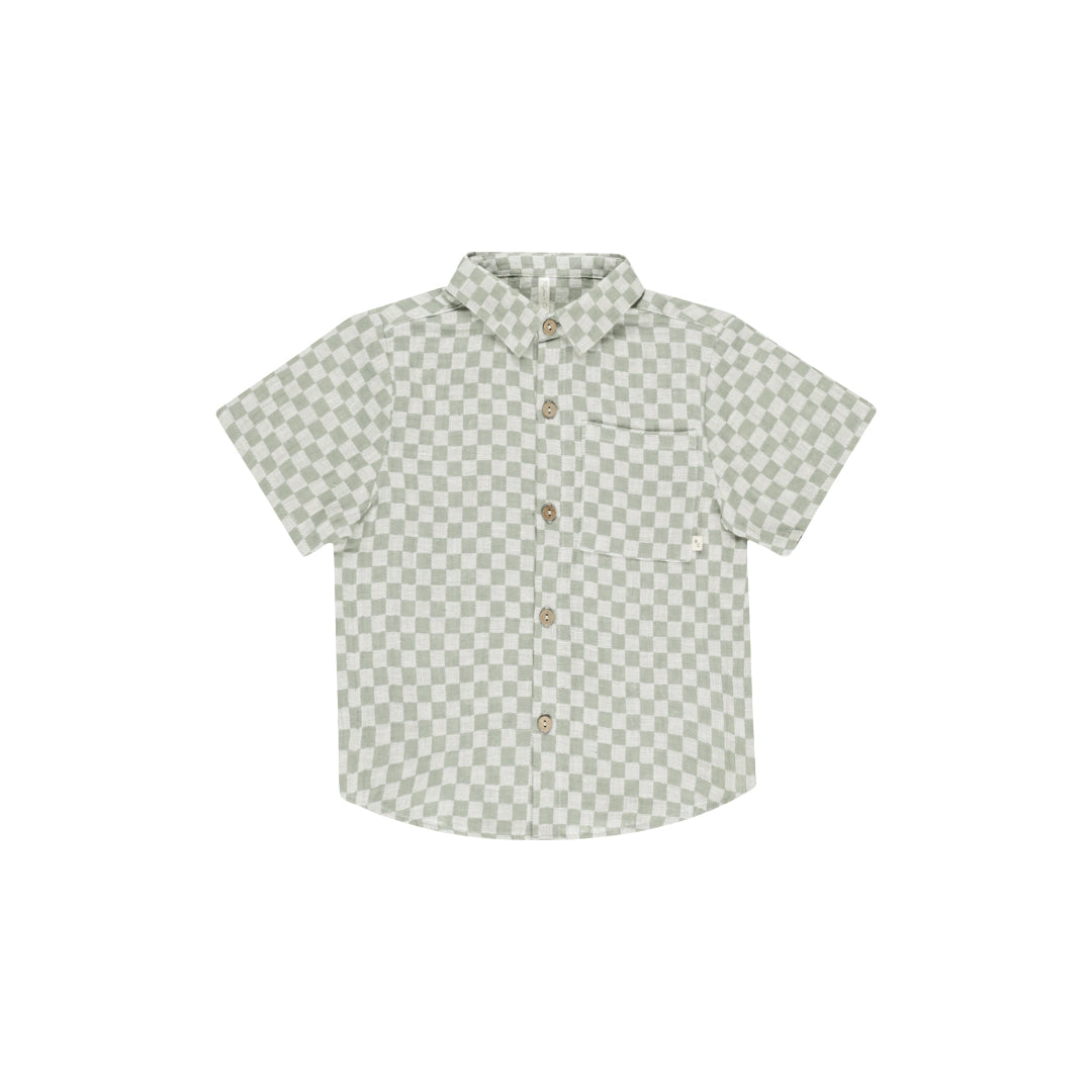 Sage Check Collared Short Sleeve T-Shirt