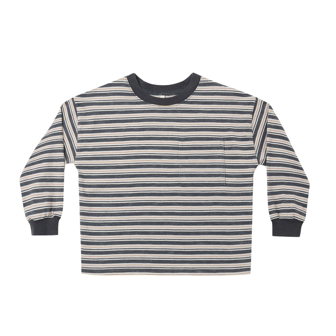 Midnight Blue Stripe Relaxed Long Sleeve Tee