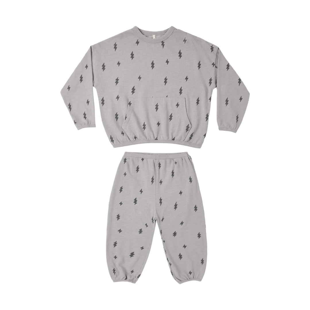Dusty Blue Bolts Relaxed Set