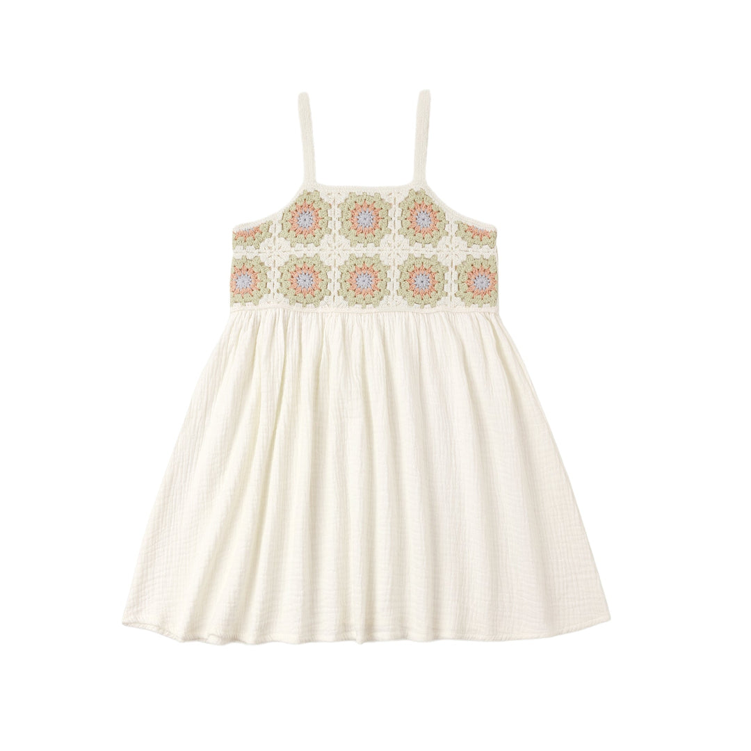 Citron Daisy Check Crochet Sundress