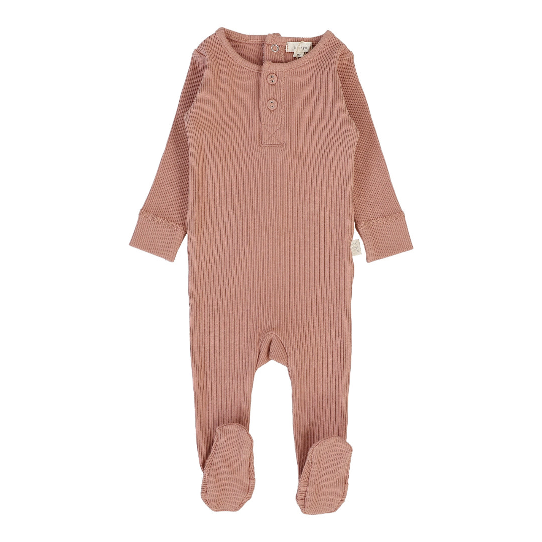 Berry Ribbed Henley Footie