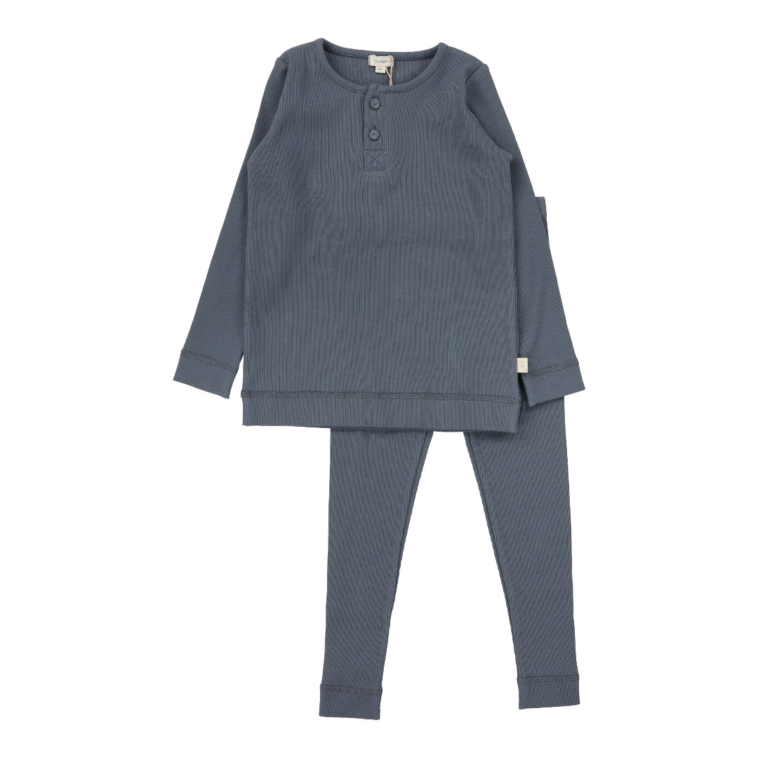 Slate Ribbed Henley Lounge Set