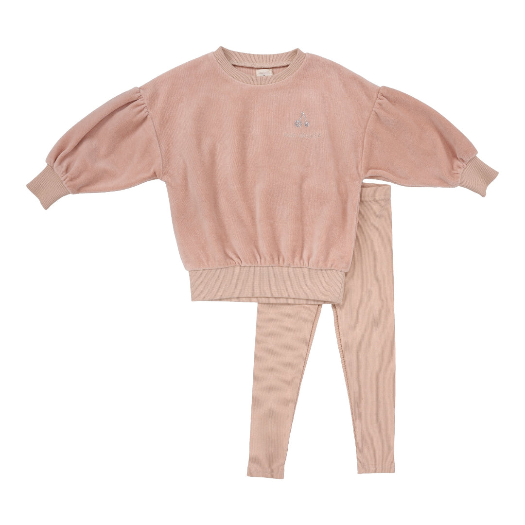 Dusty Pink Rhinestone Velour Set