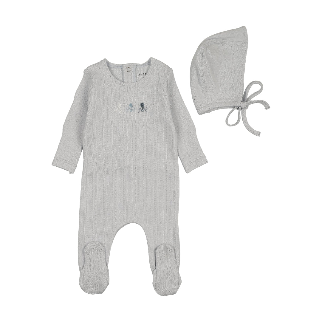 Sky Blue Rattles Pointelle Footie/Bonnet