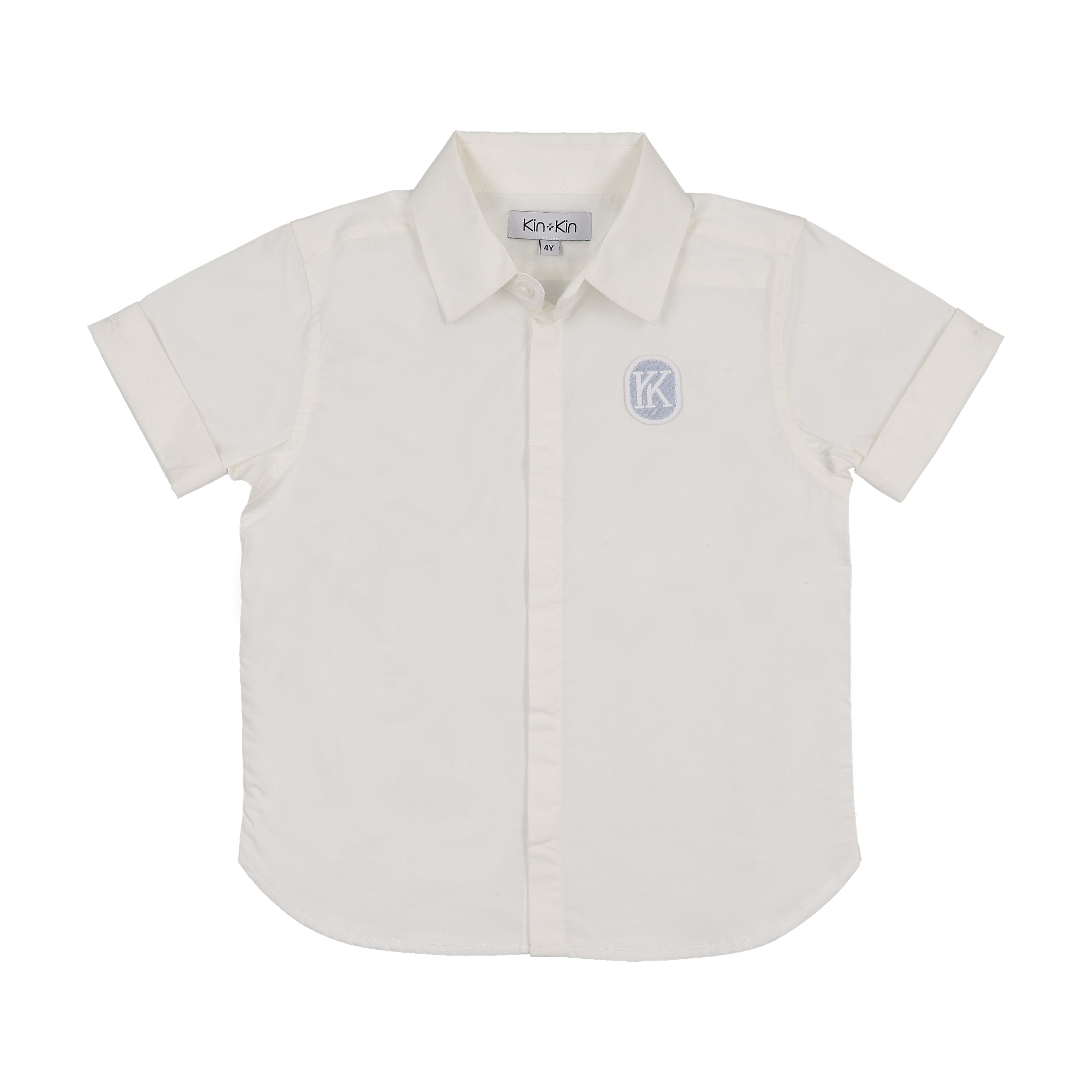 White/Light Blue Applique Boys Shabbos Shirt