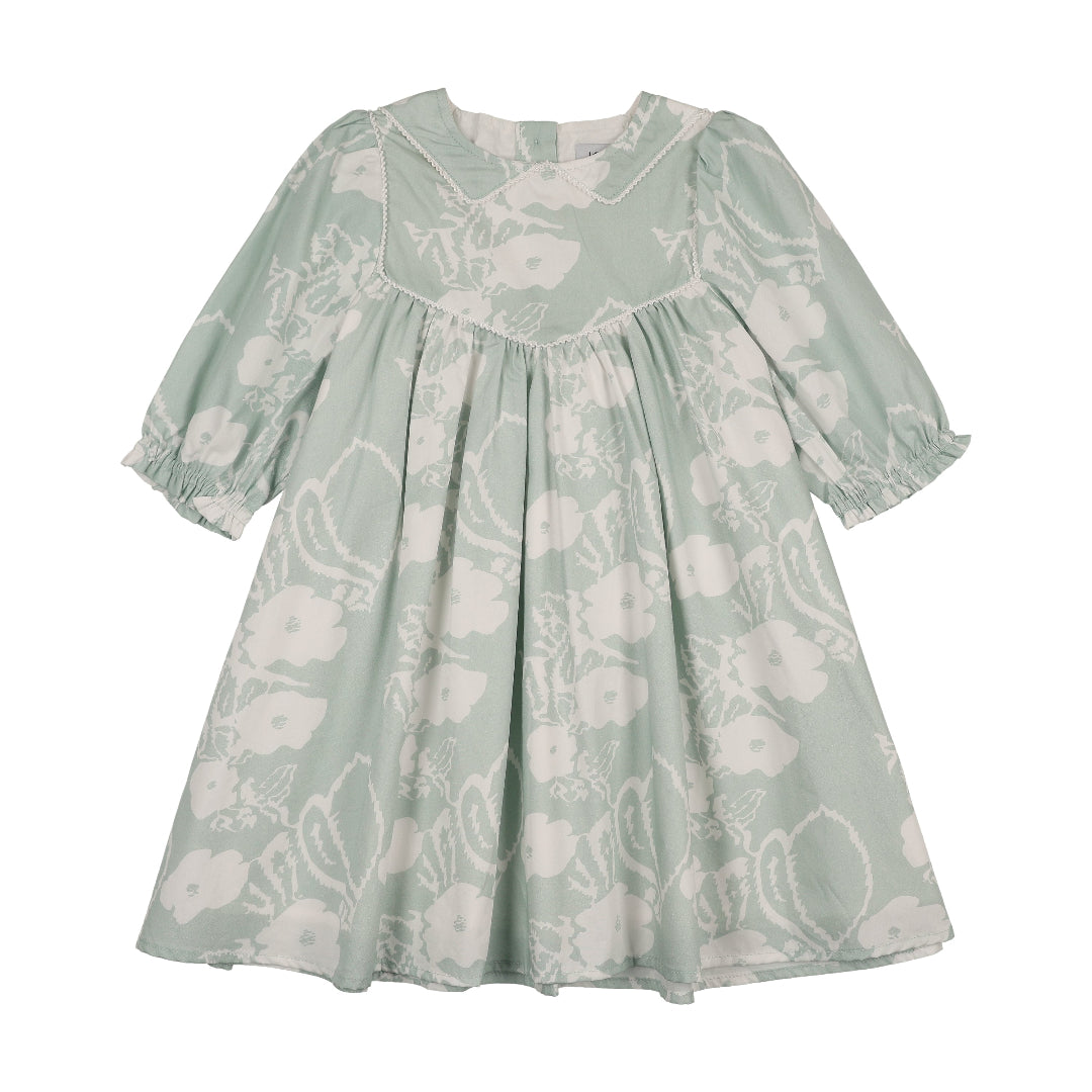 Floral Print Stitched Down Collar L/S Dress