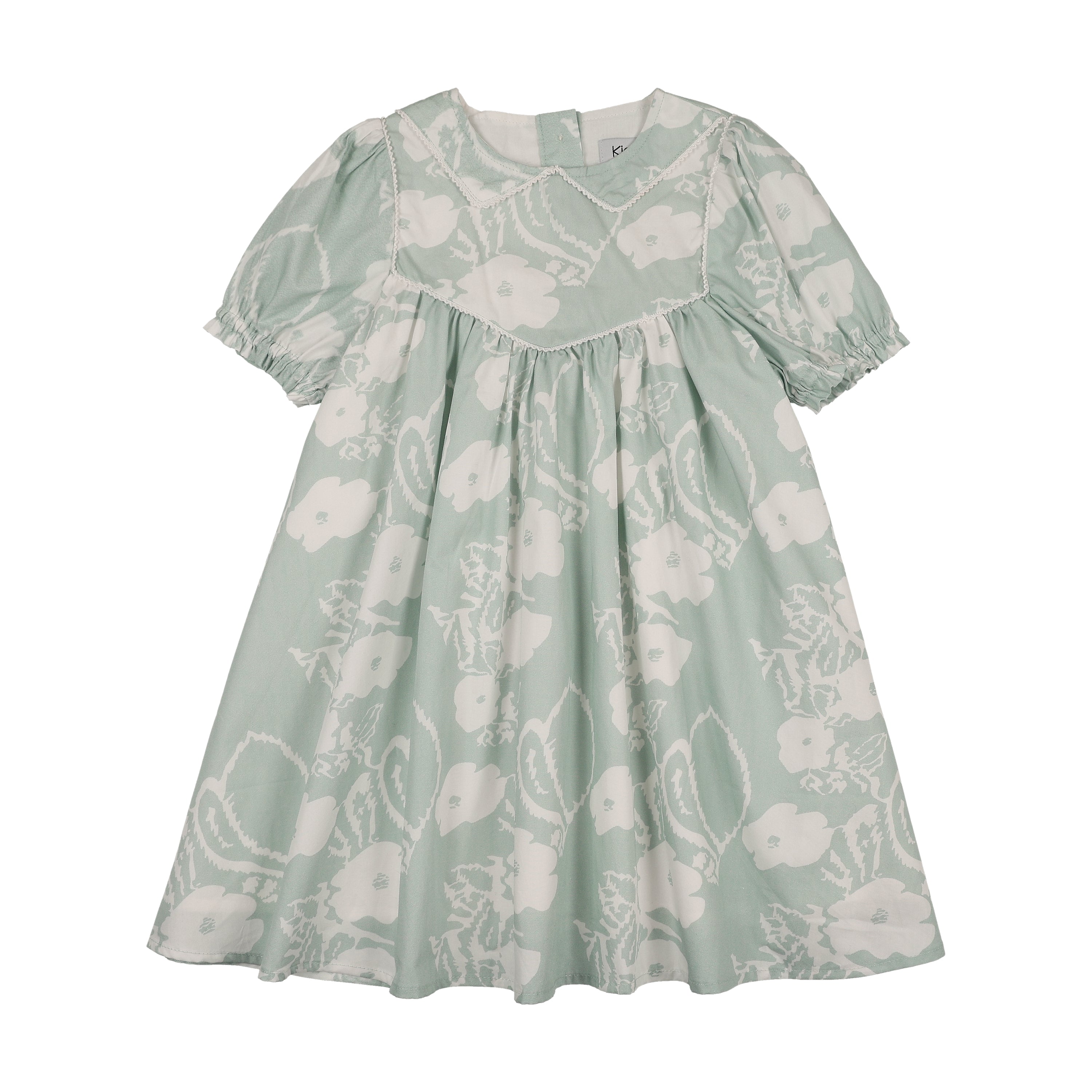 Floral Print Stitched Down Collar S/S Dress