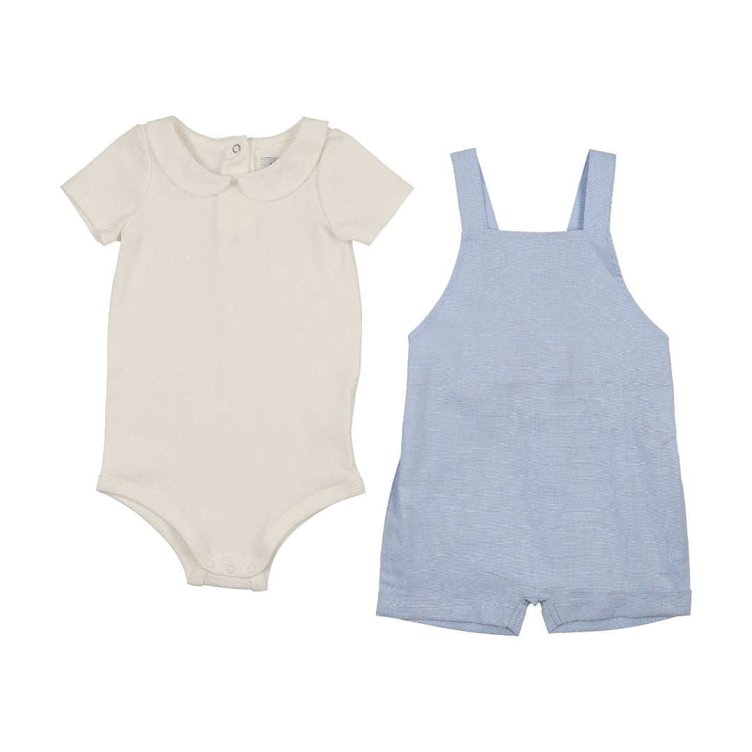 Light Blue Baby Overall + Onesie Set