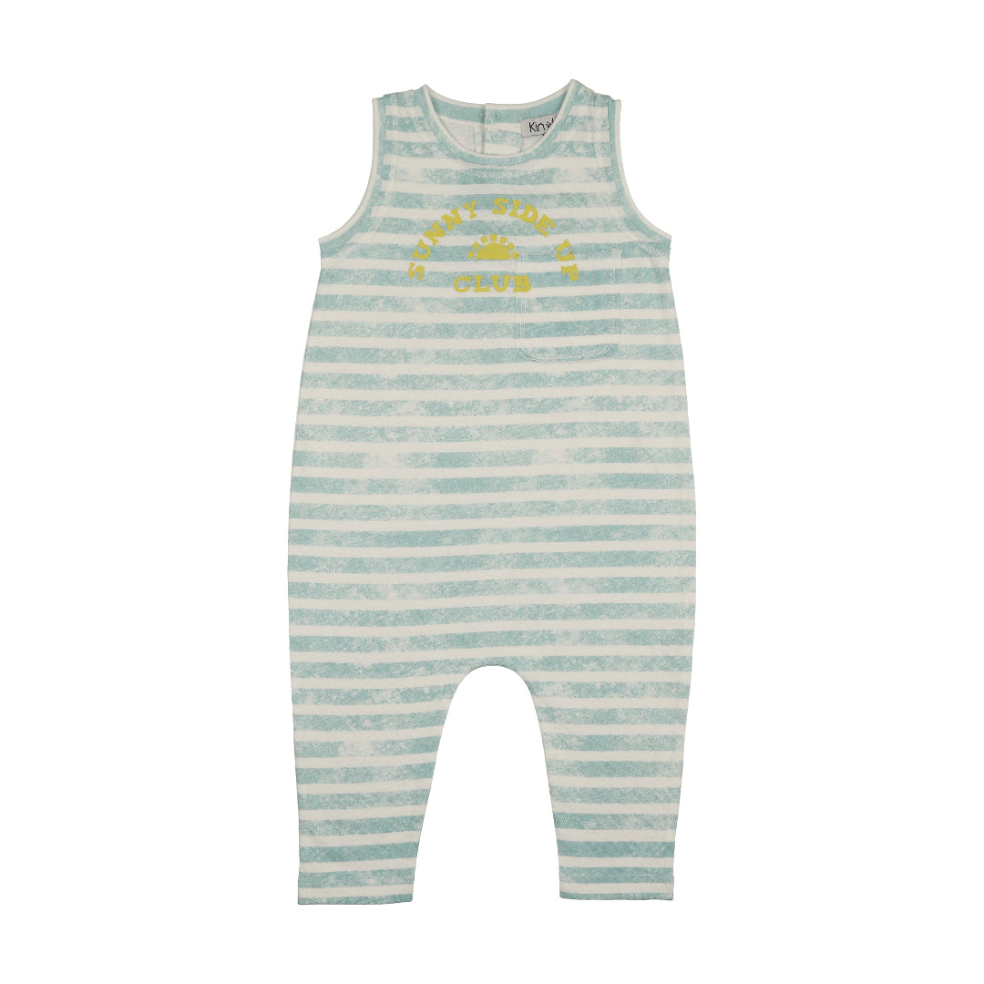 Soft Blue Striped Long Romper