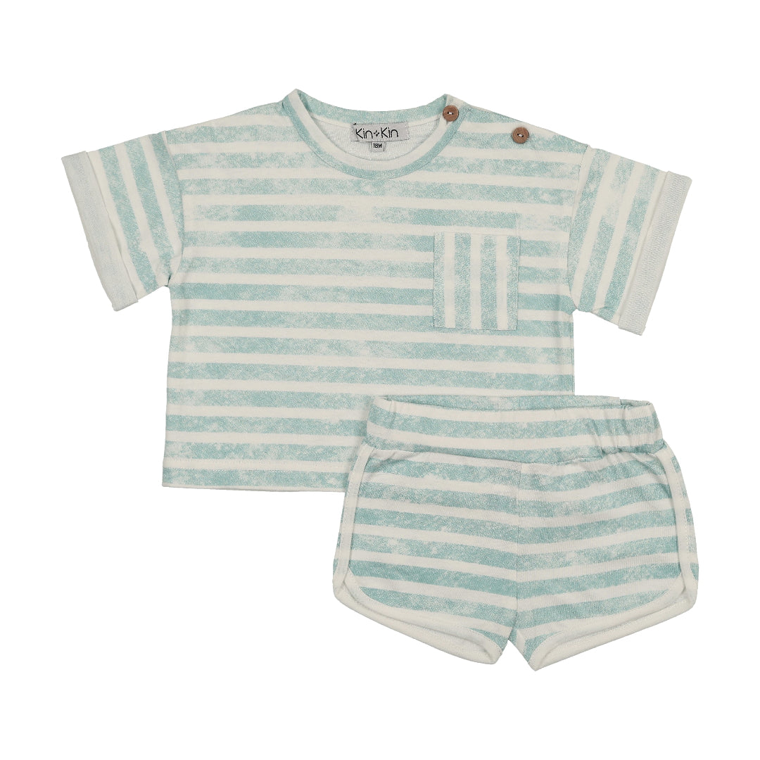 Soft Blue Striped Track Set
