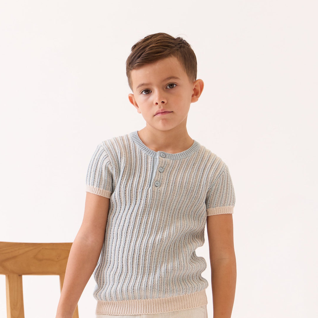 Blue Stripe Knit Sweater