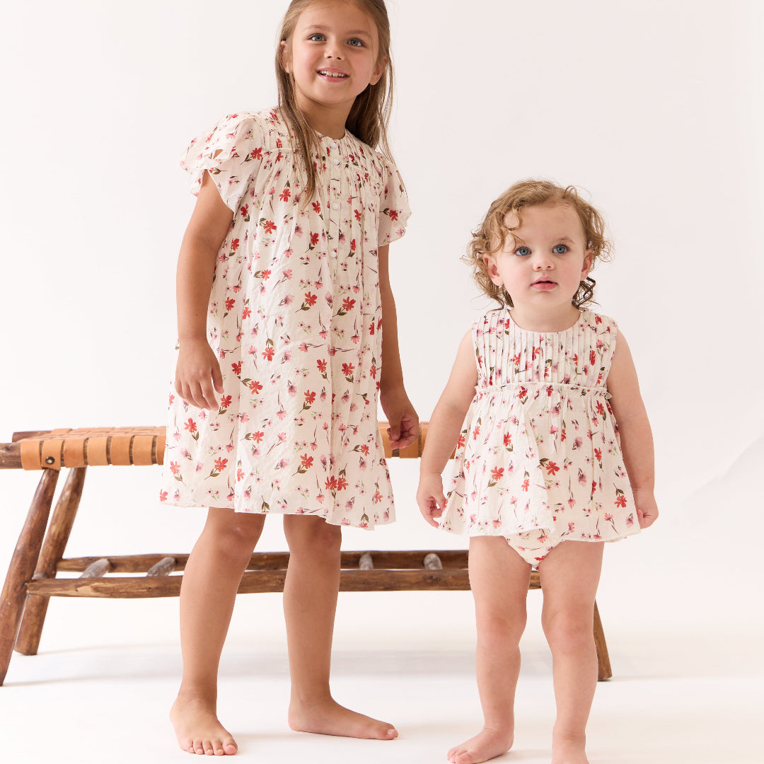 Pink Floral Pintuck Set