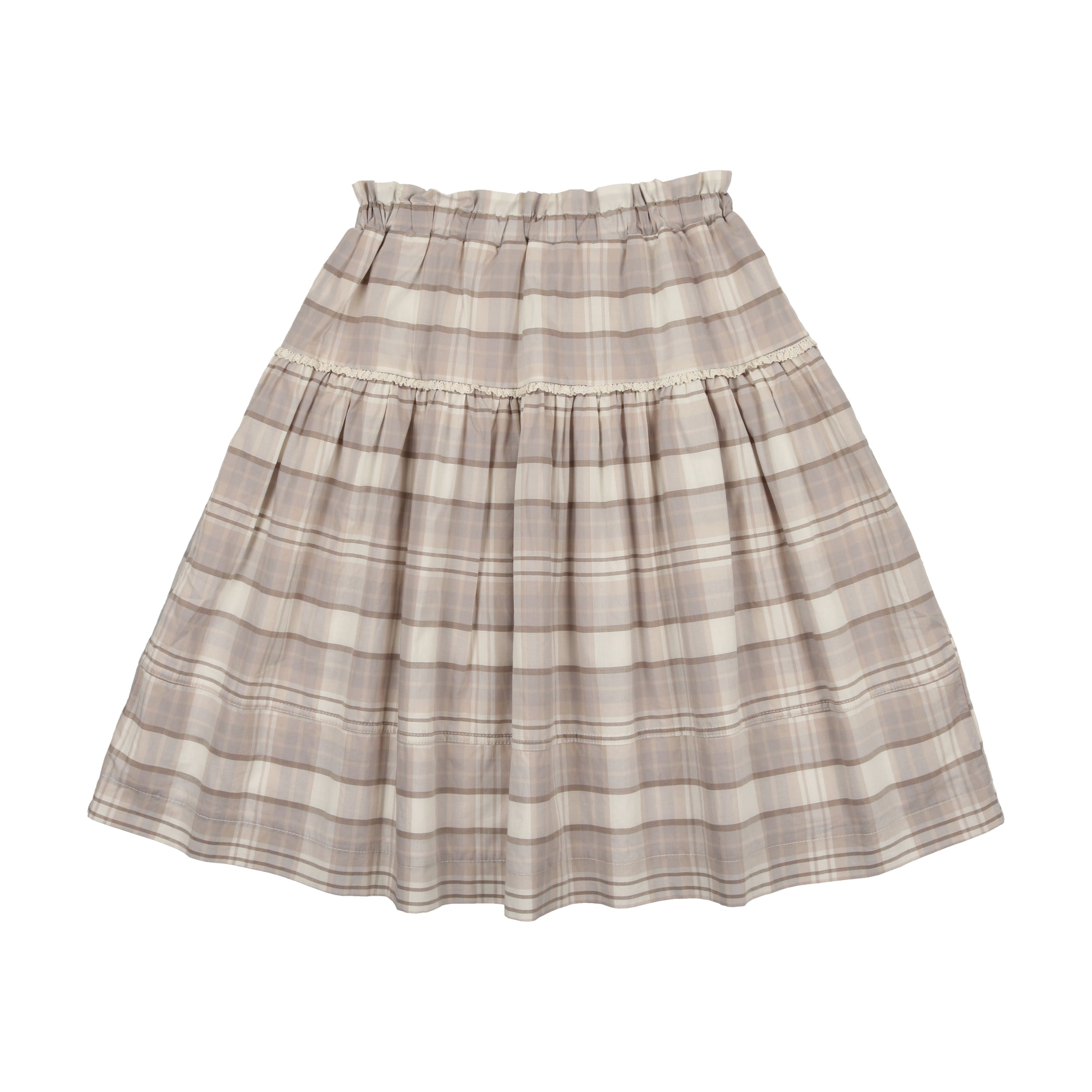 Taupe Plaid Printed Skirt