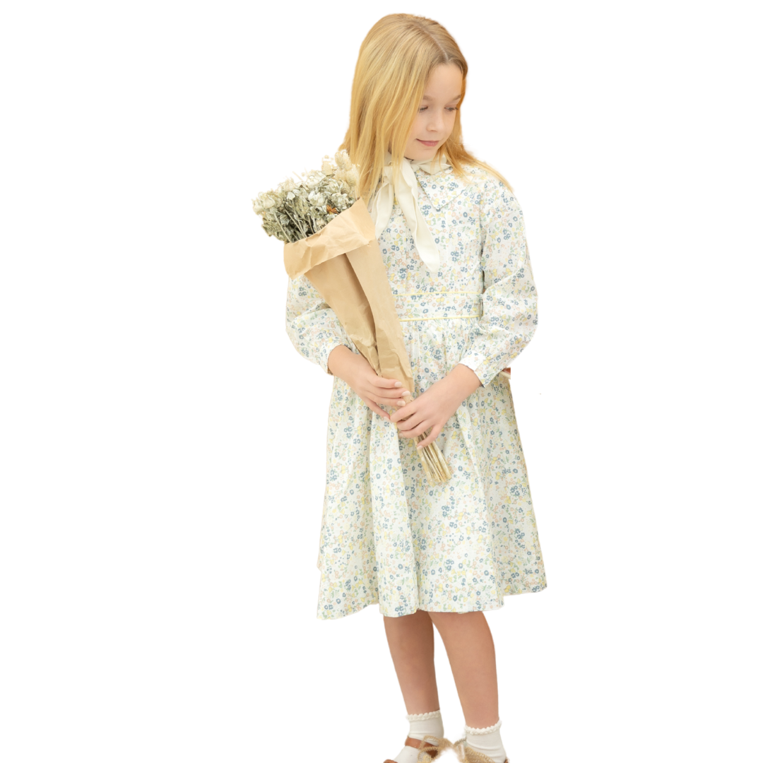 Floral Yellow Blouse & Skirt Girls Set