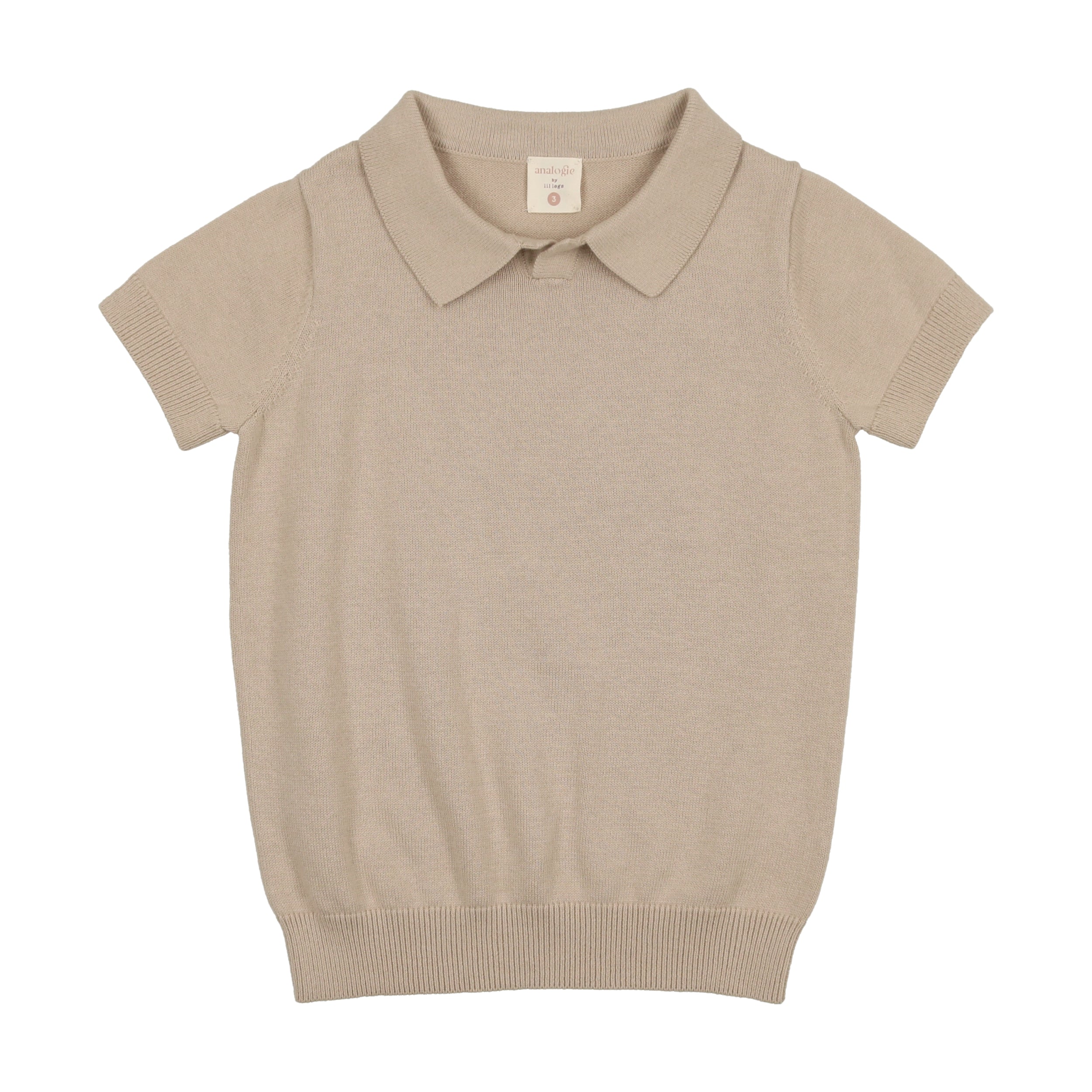 Taupe Knit Short Sleeve Polo Shirt