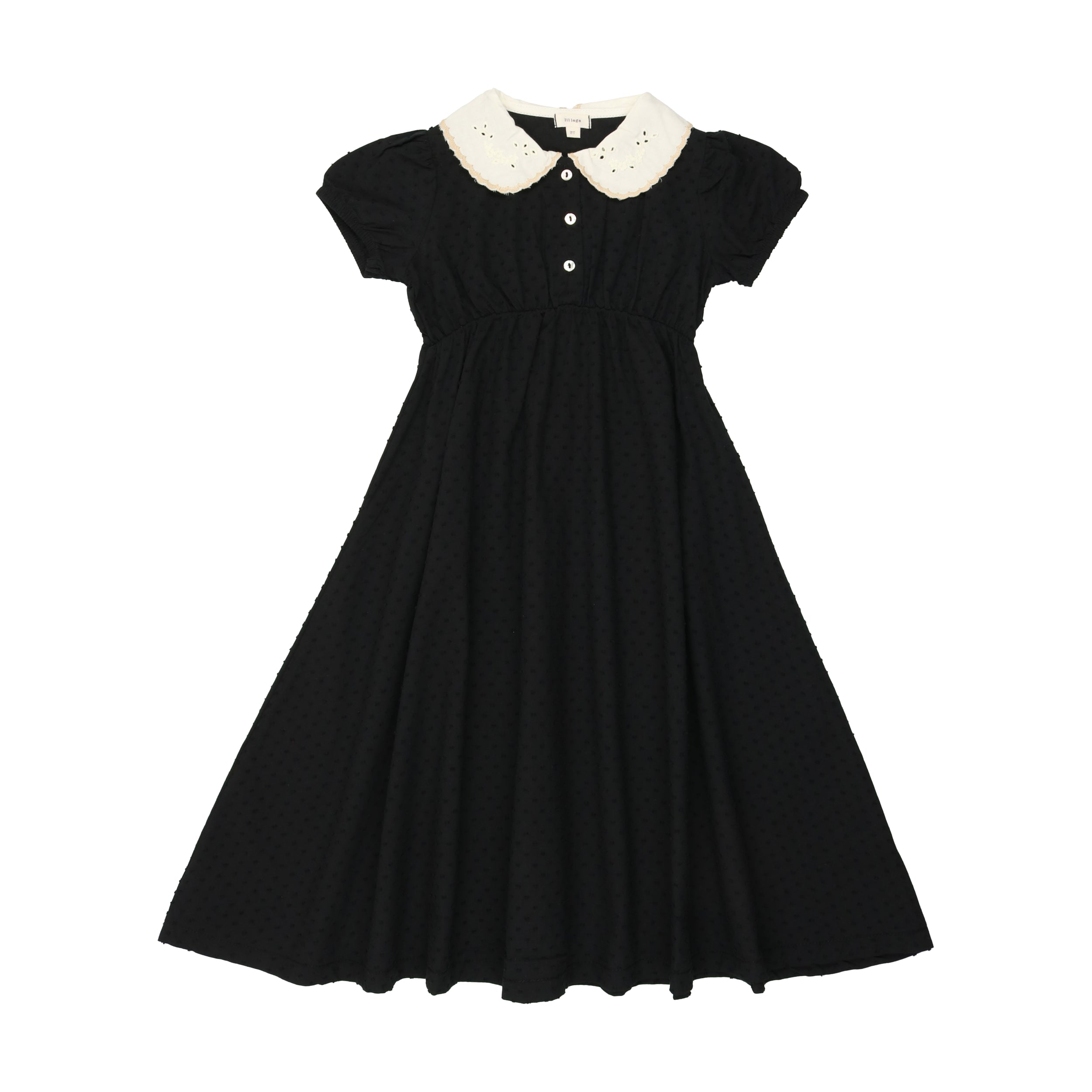 Black Swiss Dot Maxi Short Sleeve Maxi Dress