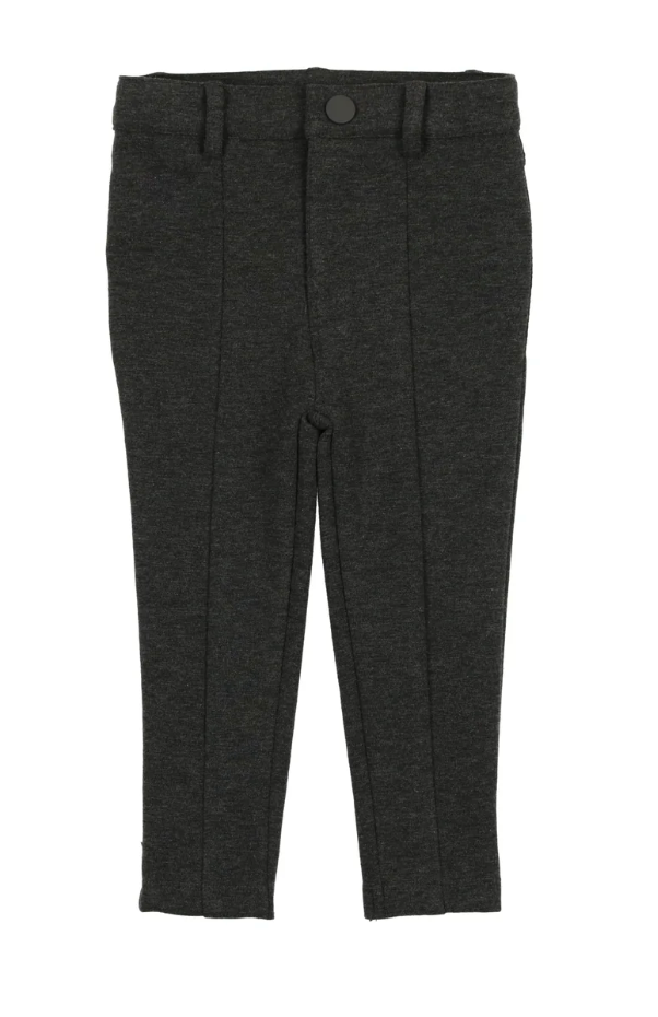 Heather Grey Knit Stretch Pants with Seam