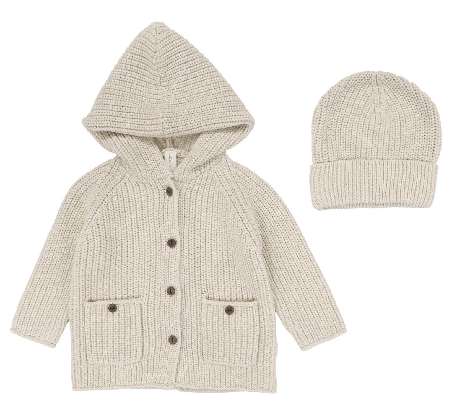 Lilette Chunky Knit Jacket and Beanie - Ecru Lilette Chunky Knit Jacket and Beanie - Ecru