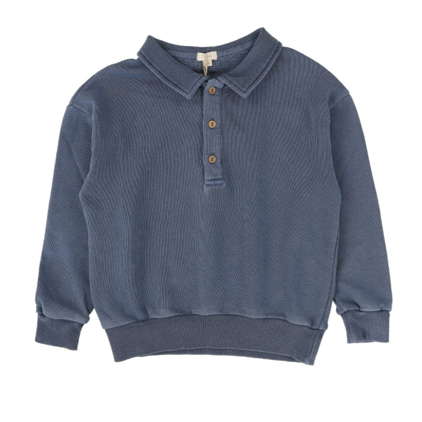 Blue Wash Sweatshirt Polo