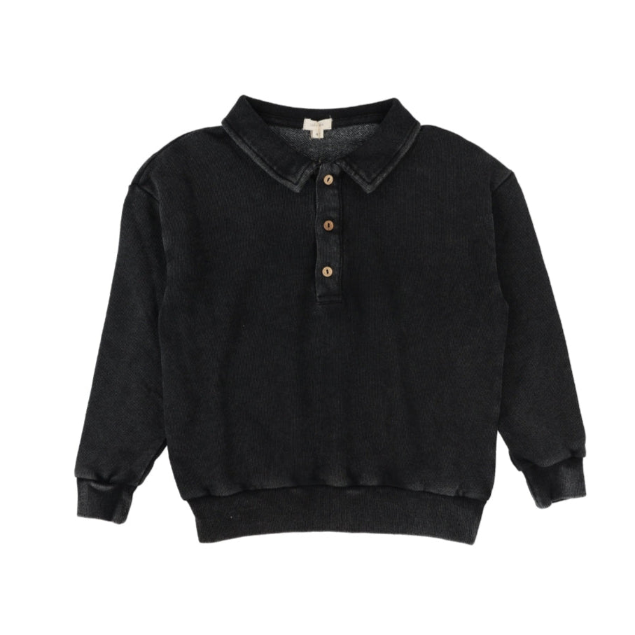 Black Wash Sweatshirt Polo