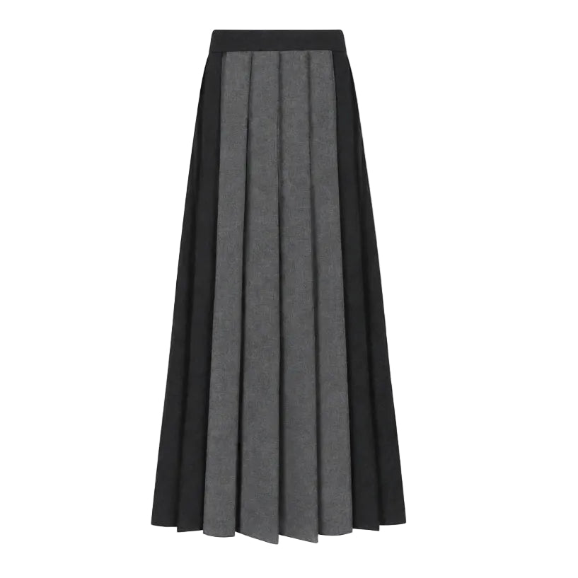Grey Teen's Two-tone Pleated Maxi Skirt