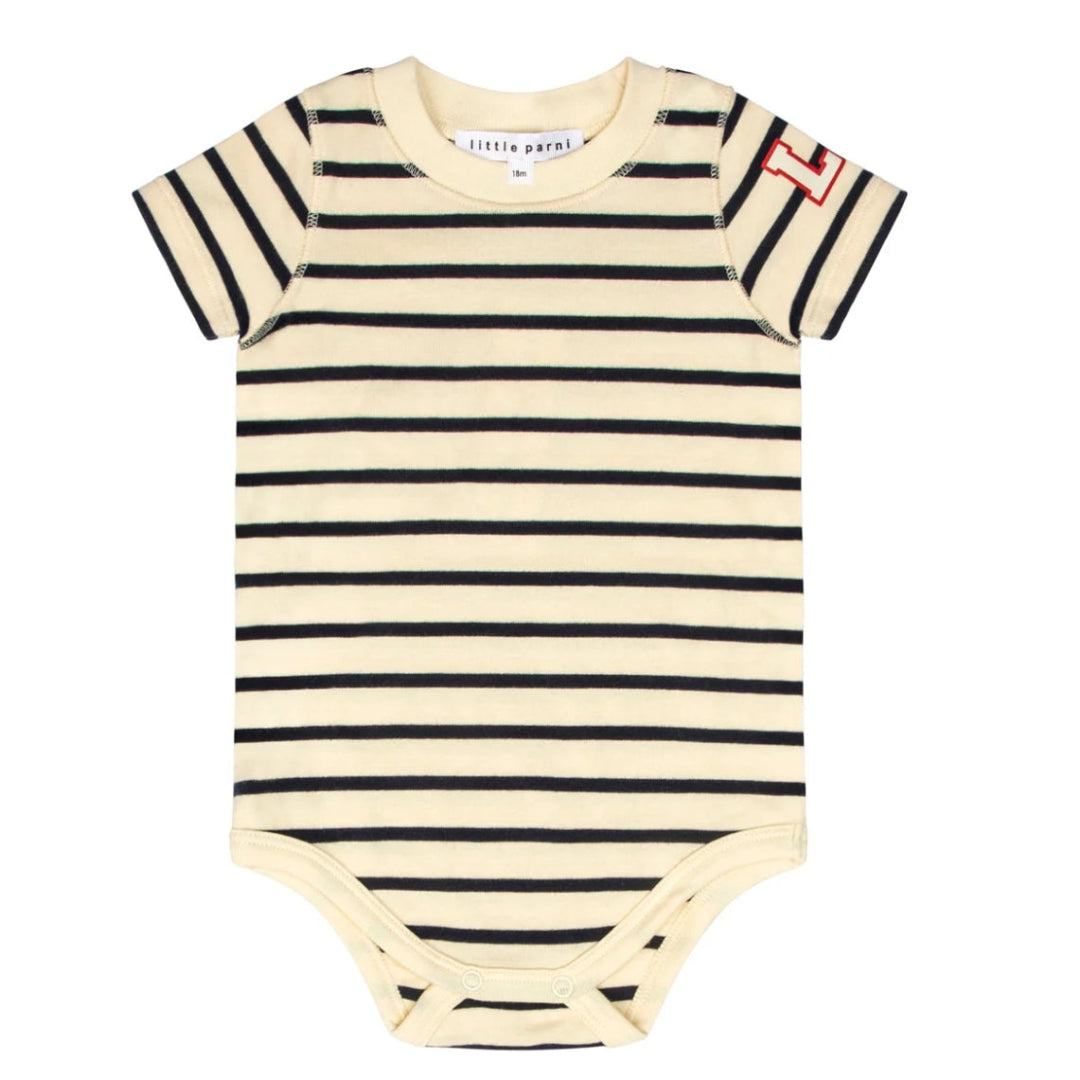 Navy/ Ivory Classic Stripes Onesie