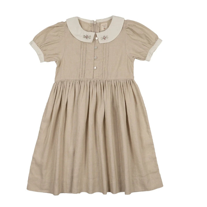 Wheat S/S Pintuck Collar Dress