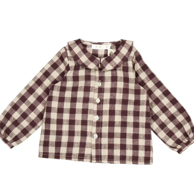 Burgundy Gingham Plaid Shirt