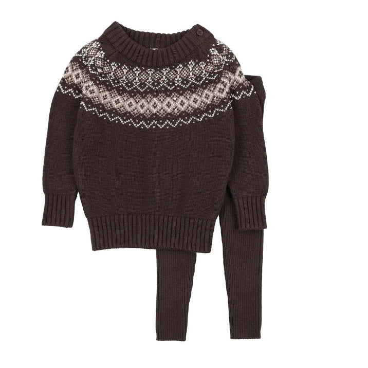 Chocolate Brown Heirloom Knits Toddler Boys Set