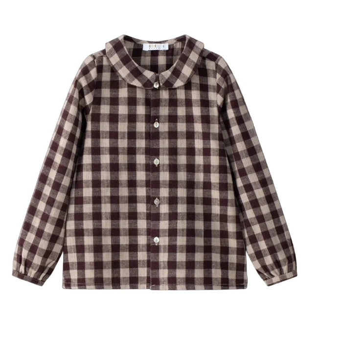 Burgundy Gingham Plaid Shirt