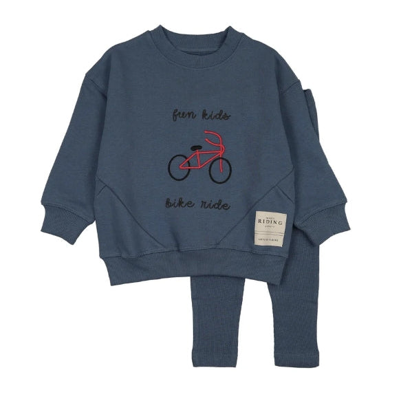 Vintage Blue Bike Sweatshirt Set