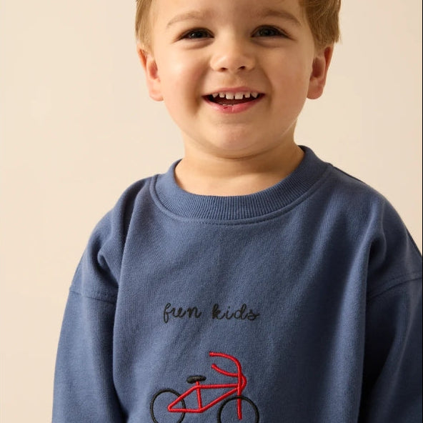 Vintage Blue Bike Sweatshirt Set