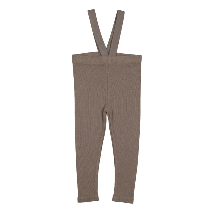 Misty Oat Ribbed Suspender Leggings