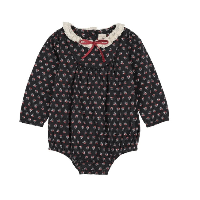 Navy Print Home Garden Girl Romper