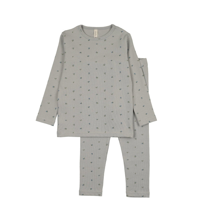 Pale Blue Bitsy Floral Lounge Set