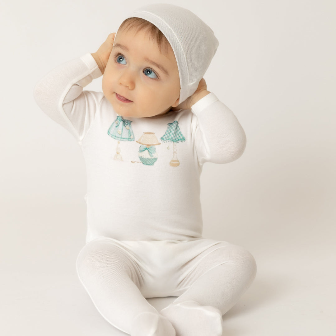 Chalk White Boys Shades of Baby Footie/Beanie
