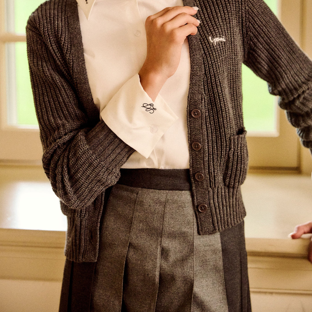 Grey Teen's Two-tone Pleated Maxi Skirt