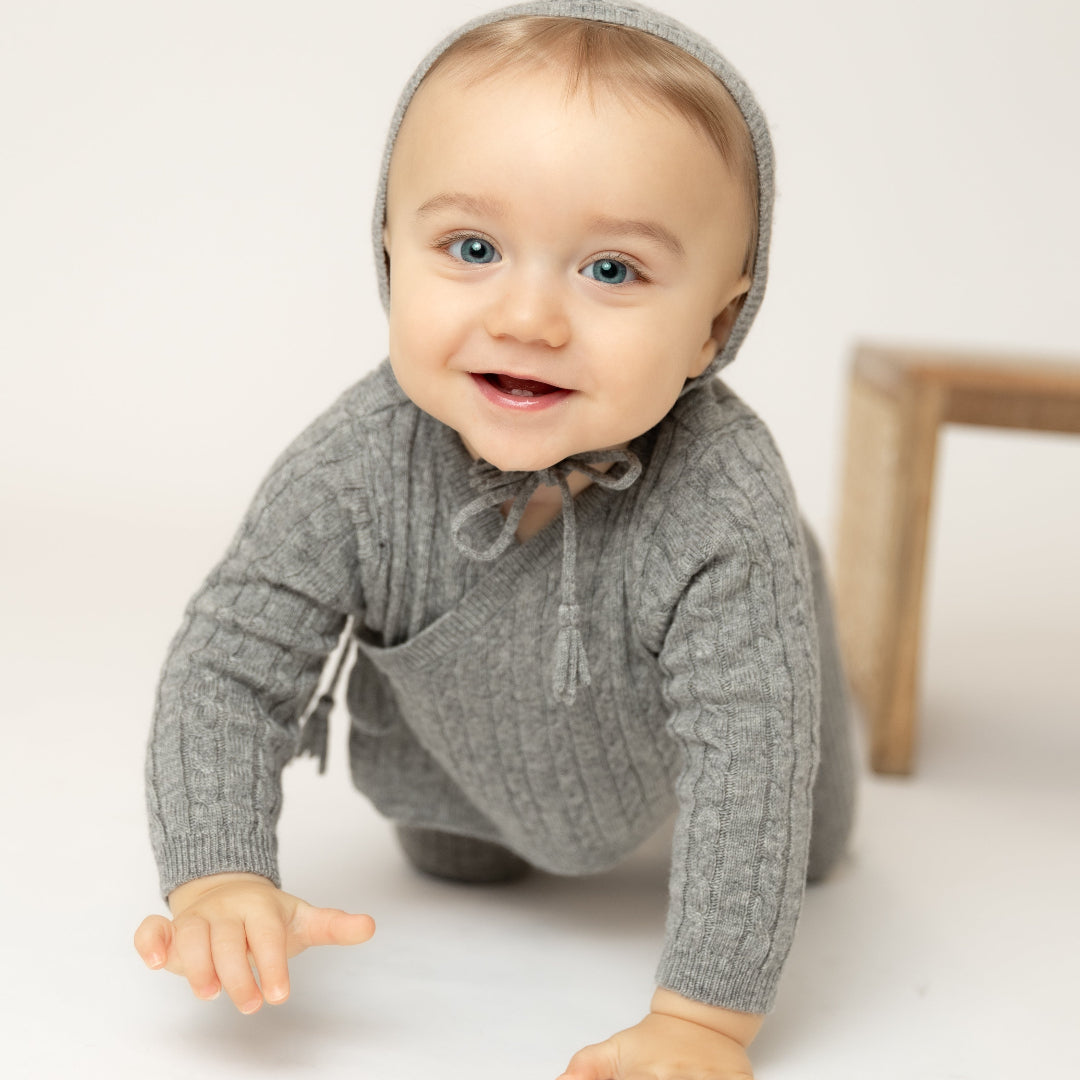 Charcoal Soft Cable Knit Outfit