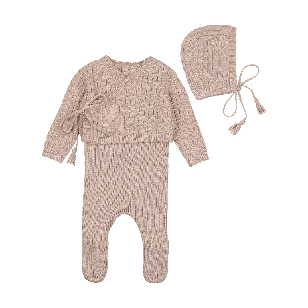 Marled Pink Soft Cable Knit Outfit