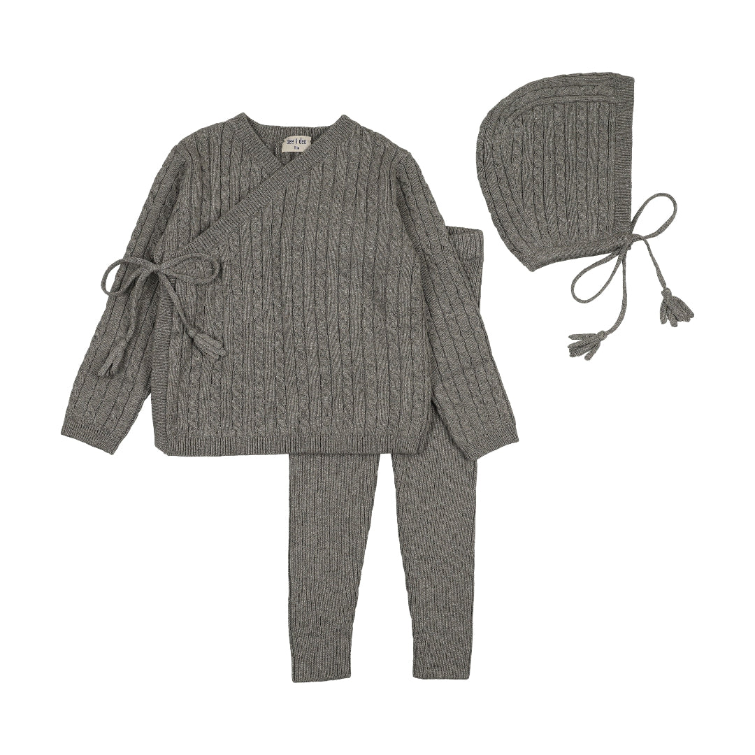 Charcoal Soft Cable Knit Outfit