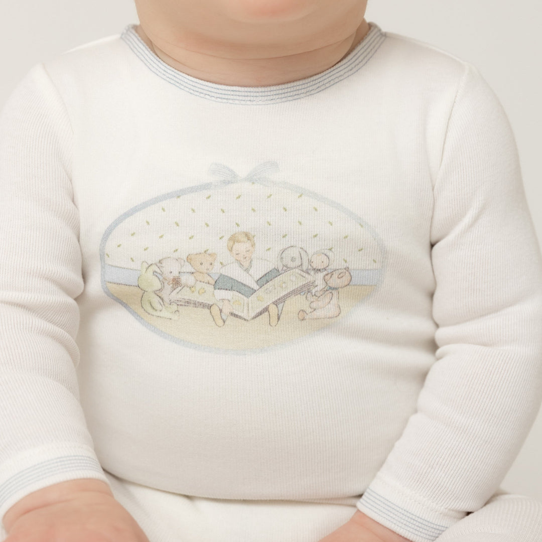 Chalk White Boys Storytime Series Footie/Beanie