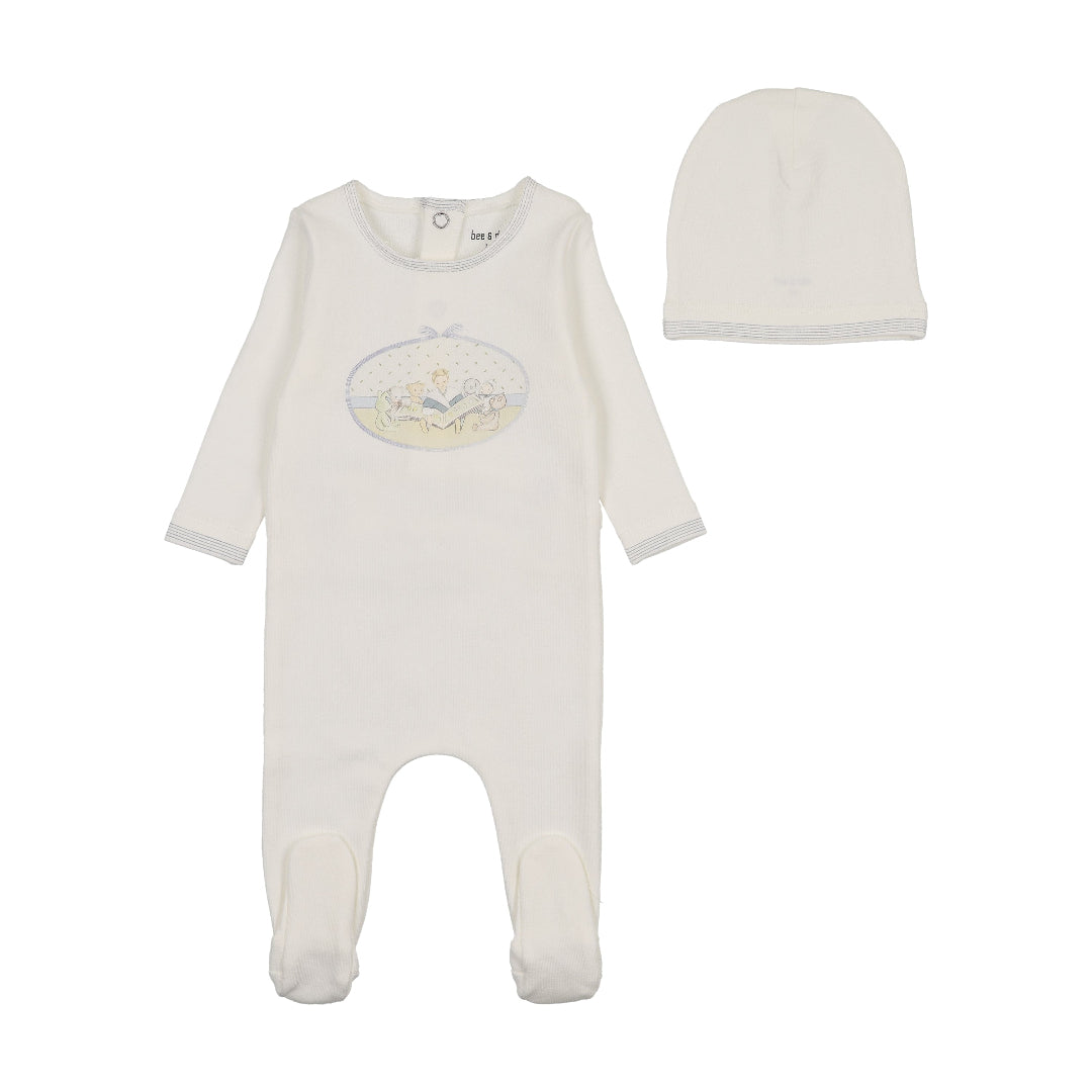 Chalk White Boys Storytime Series Footie/Beanie