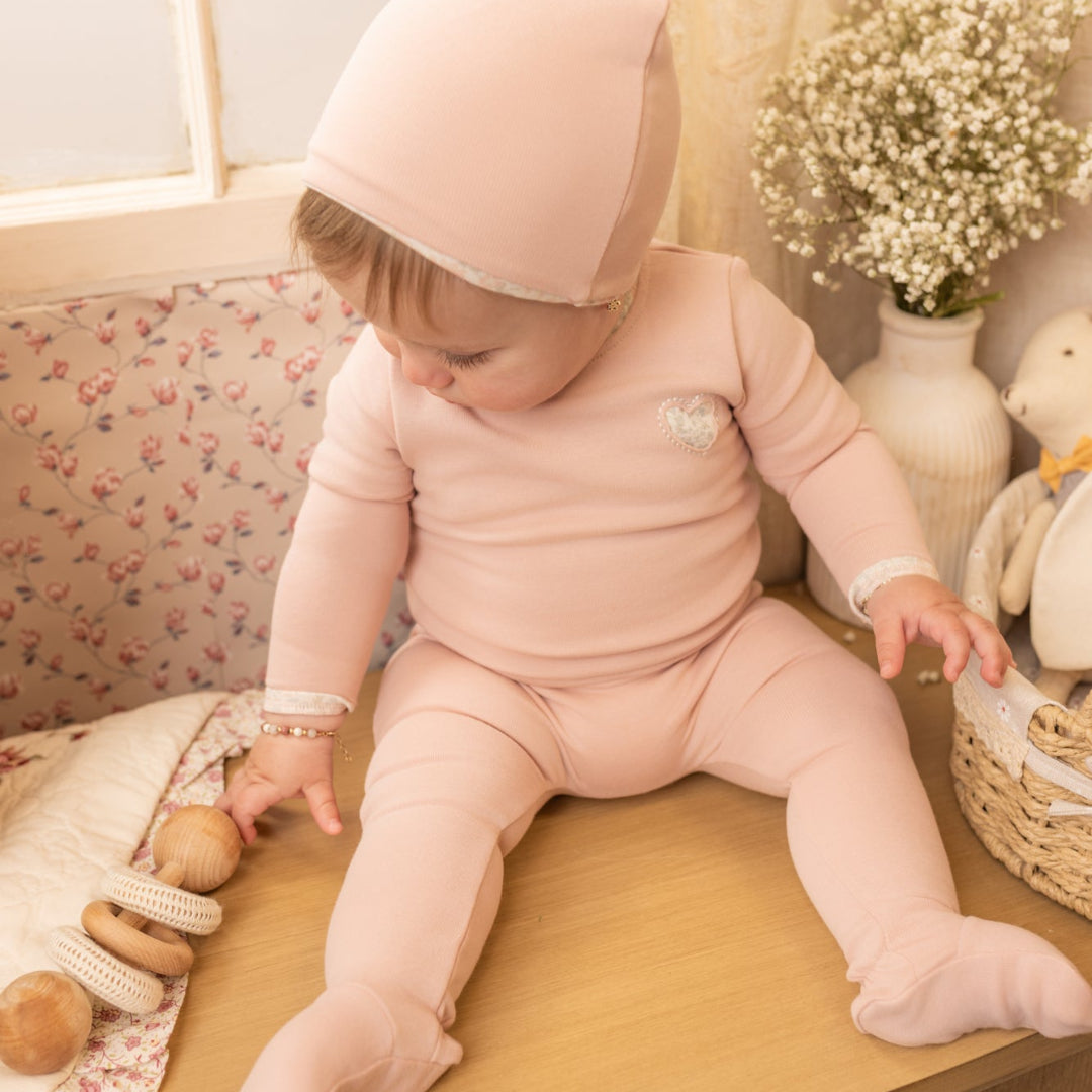 Tea Rose Sweet Cutout Footie/Beanie