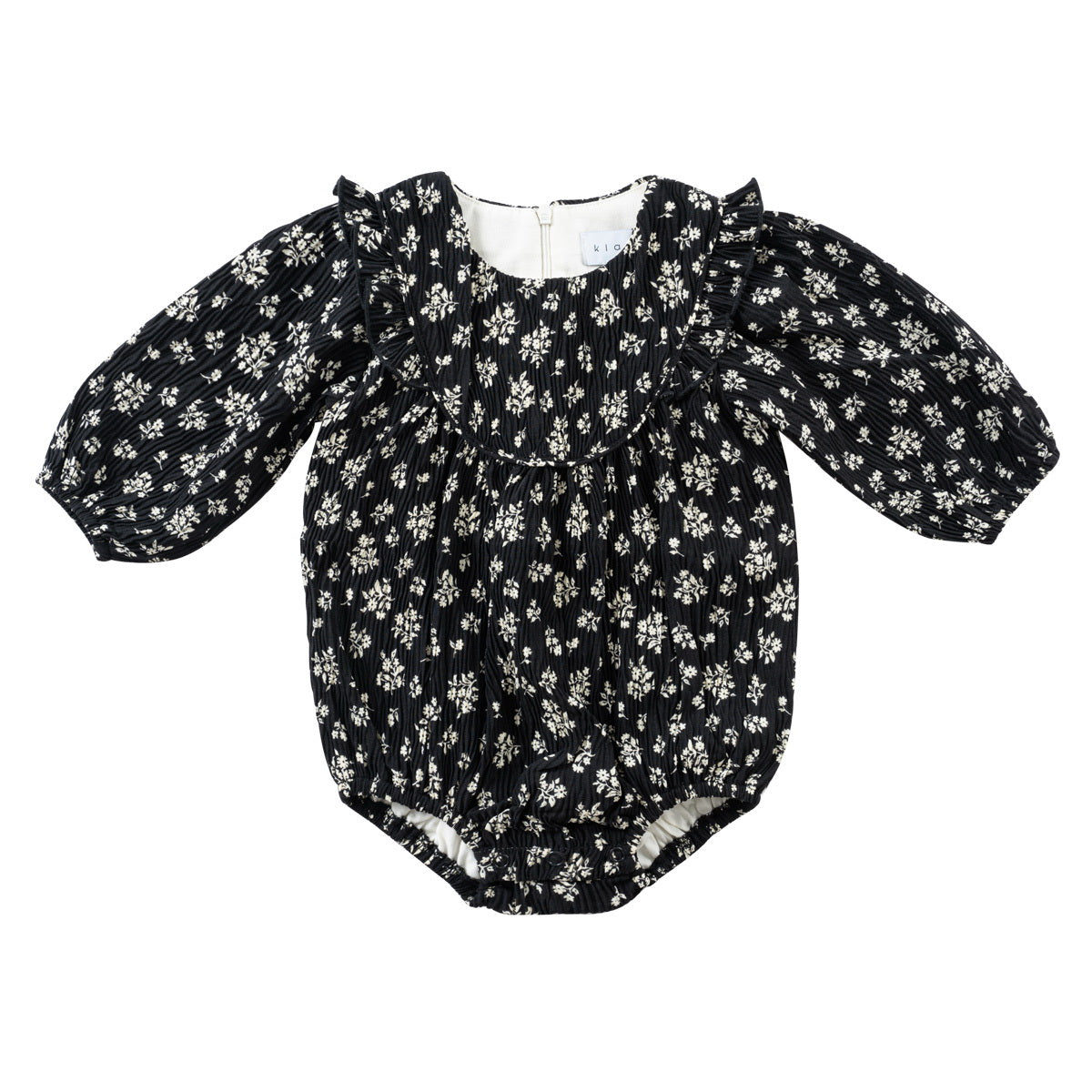 Black Crinkle Bib Romper