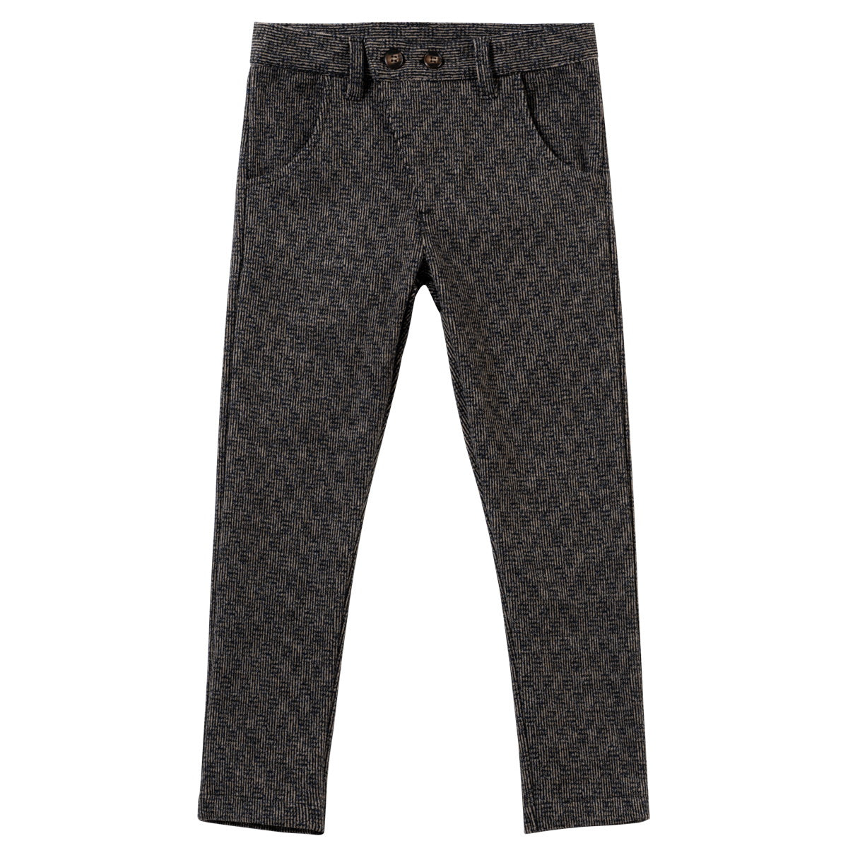 Black Patterned Stretch Slim Pants