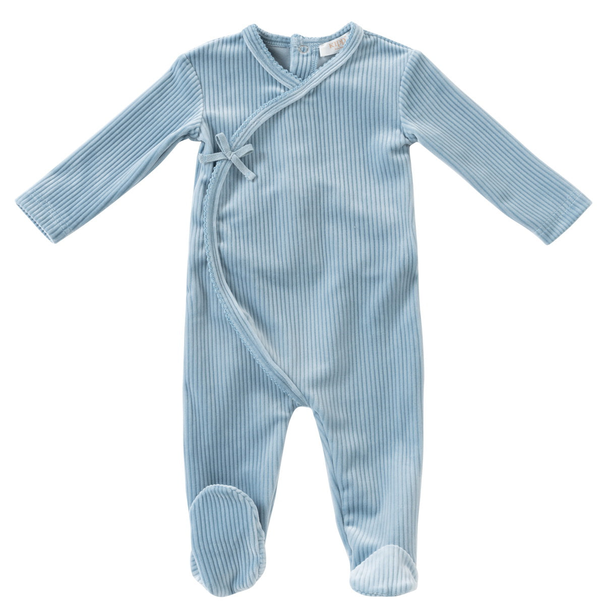 Blue Velour Pointelle Romper