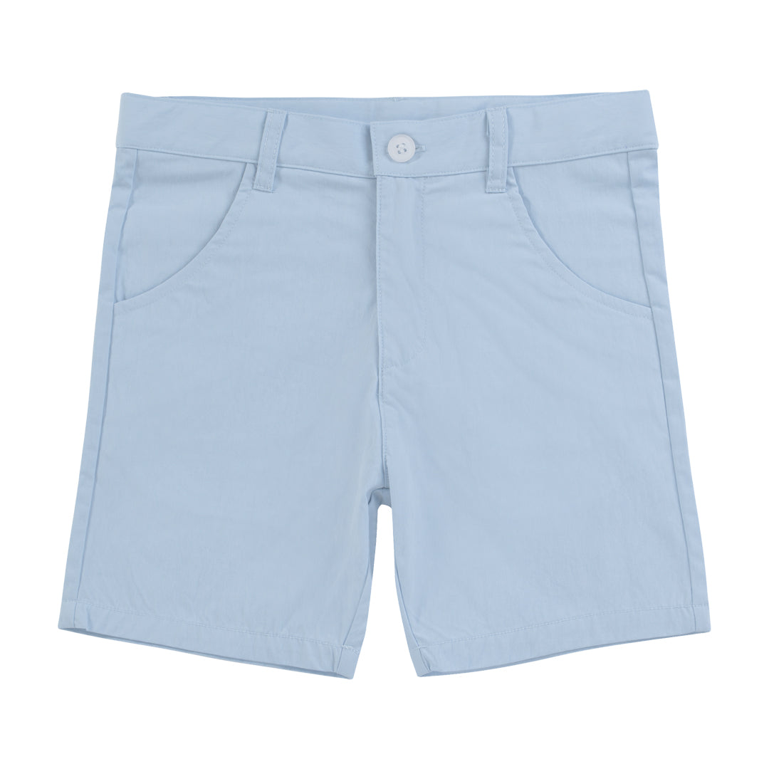 Light Blue Polished Cotton Shorts