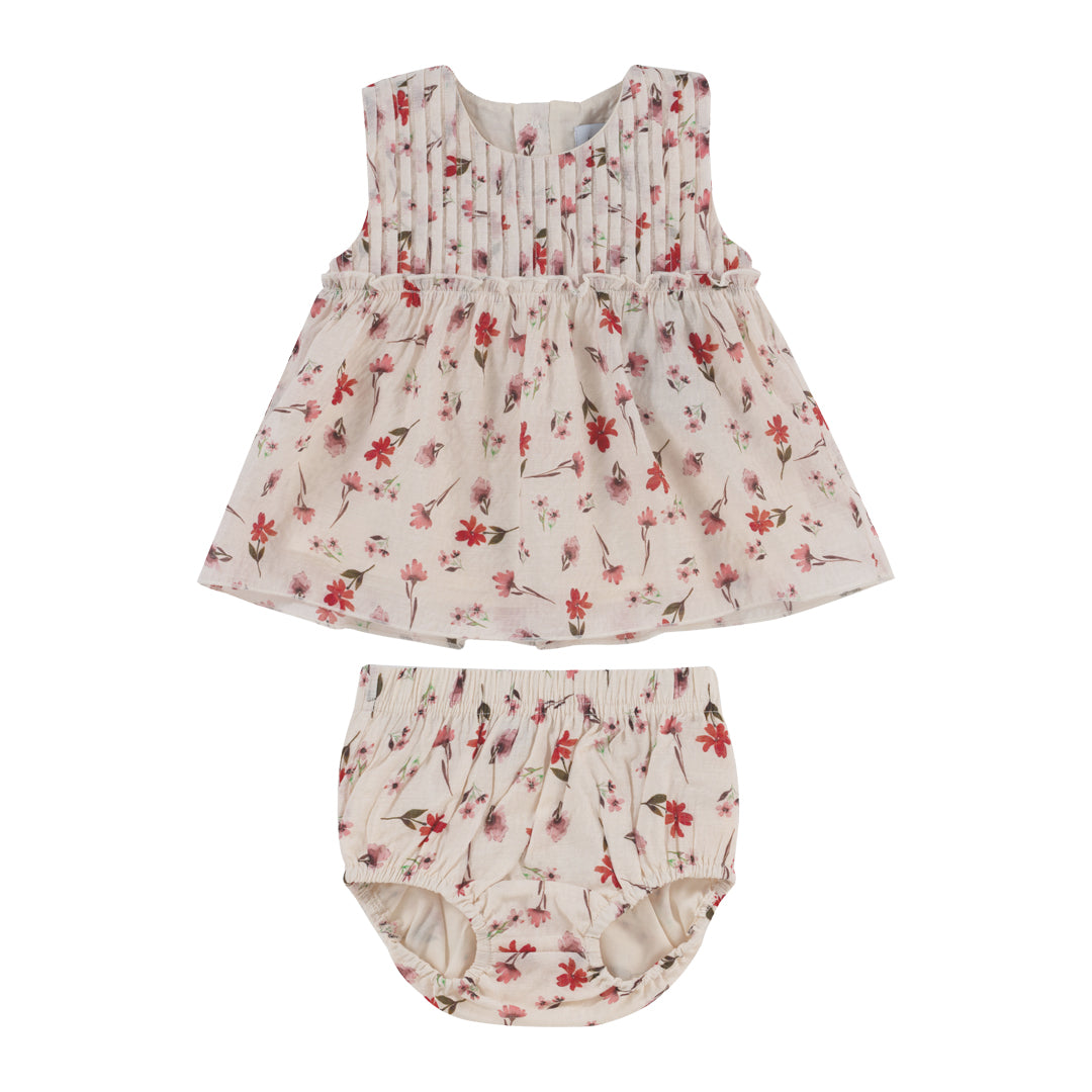 Pink Floral Pintuck Set