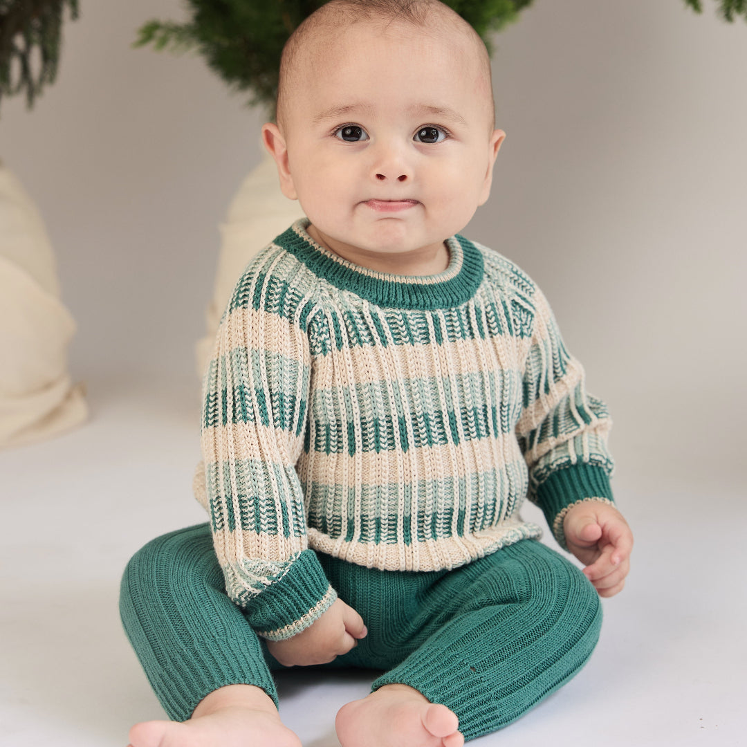 Evergreen/Oatmeal/Jade Mason Sweater